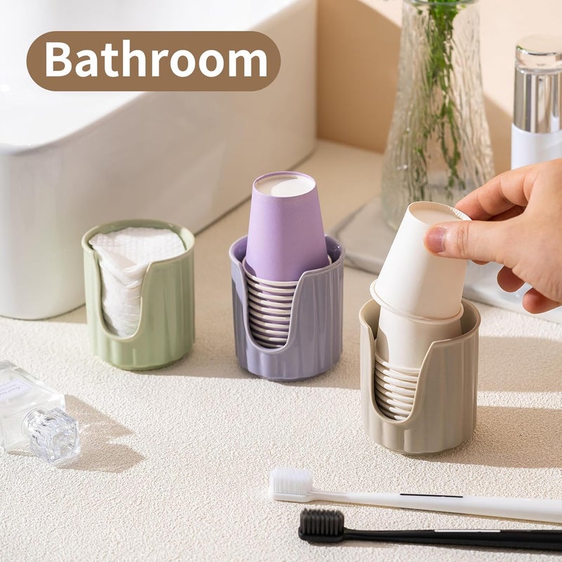 TANEW Kid Ceramic Bathroom Cup Dispenser with Stylish Vertical Stripes - Dixiee Cup Dispenser & Mouthwash Cup Holder Holds 3oz Paper Cups for Rinsing Cups on Bathroom Vanity Countertops Glossy Red - Image 5